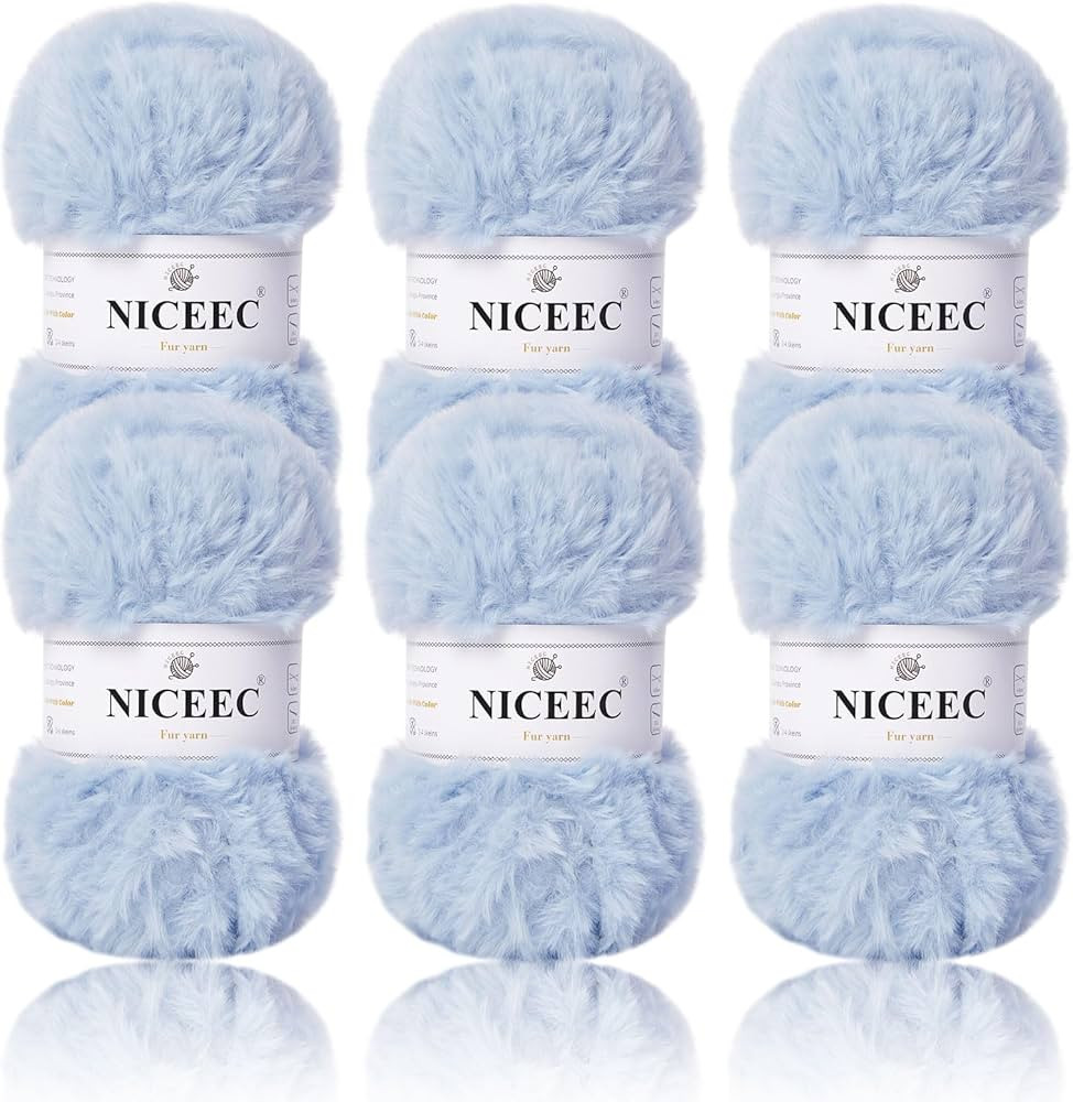NICEEC Faux Fur Yarn Super Soft Yarn Chunky Fluffy Yarn Eyelash Yarn for Crochet Knit Total Lengt... | Amazon (US)