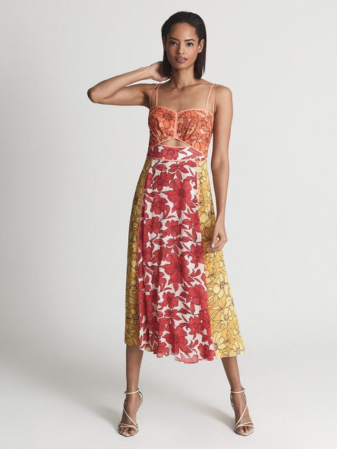 Reiss Red Isla Cut-Out Midi Dress | Reiss UK