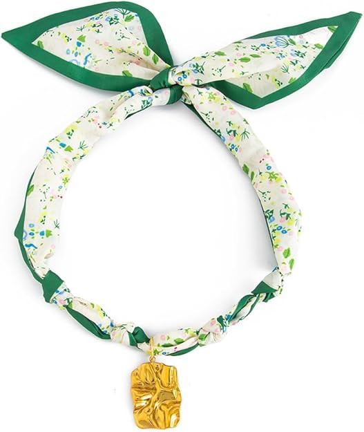 Scarf Necklace with Charm Bandana Necklace for Women Silk Styling Scarf Choker Necklace Gold Stai... | Amazon (US)