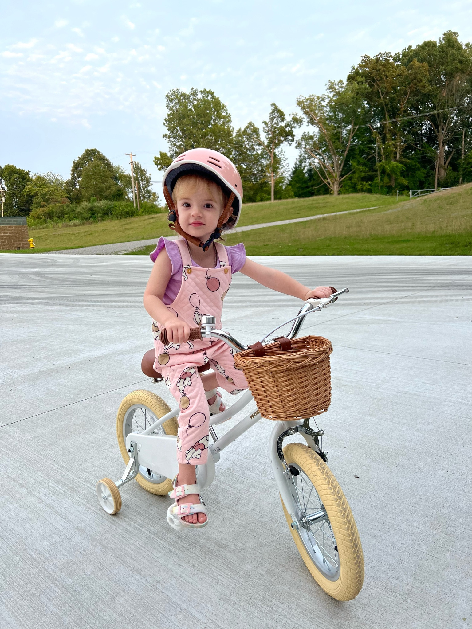 Perfect toddler bike!
Banwood dupe white training wheels bike with pink helmet. Winnie the Pooh overalls 

#LTKkids #LTKfamily #LTKhome