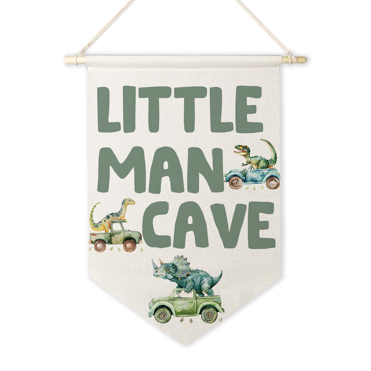 ArtisaEura Little Man Cave Wall Canvas Banners, Dinosaur Nursery Decor, Dinosaur on Truck Hanging... | Amazon (US)