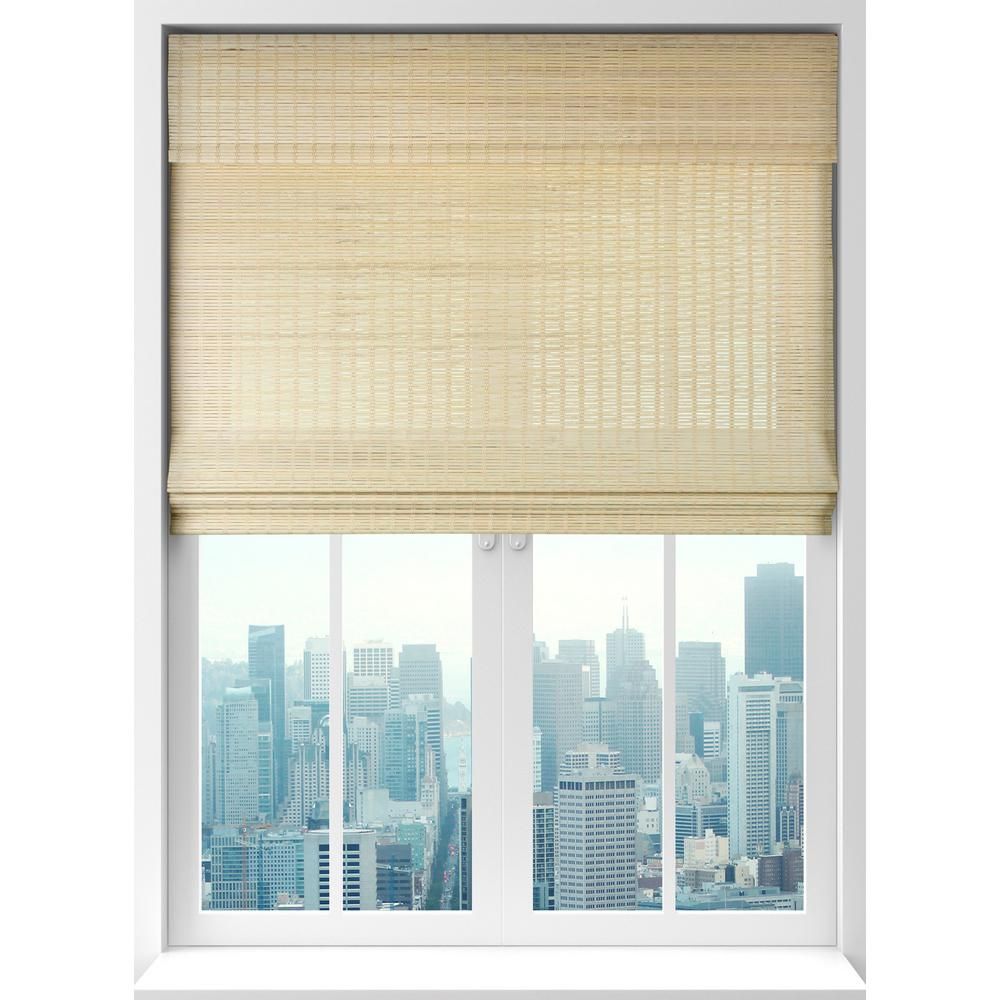 calyxinteriors Seaside Natural Cordless Light-Filtering Bamboo Woven Roman Shade 28 in. W x 60 in... | The Home Depot