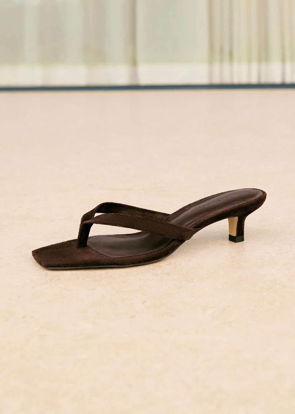 Chocolate Suede Toe Post Heeled Mule | WHISTLES | Whistles UK | | Whistles