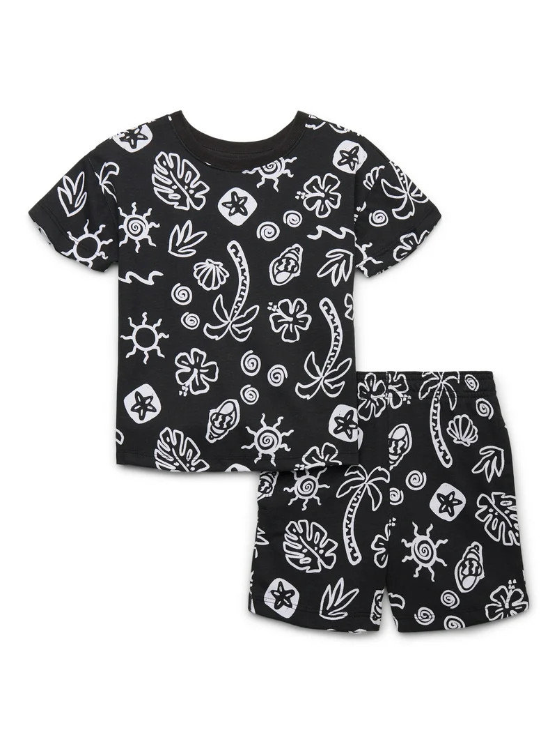 Wonder Nation Toddler Boy Printed Jersey Tee and Shorts Set, 2-Piece, Sizes 12M-5T | Walmart (US)