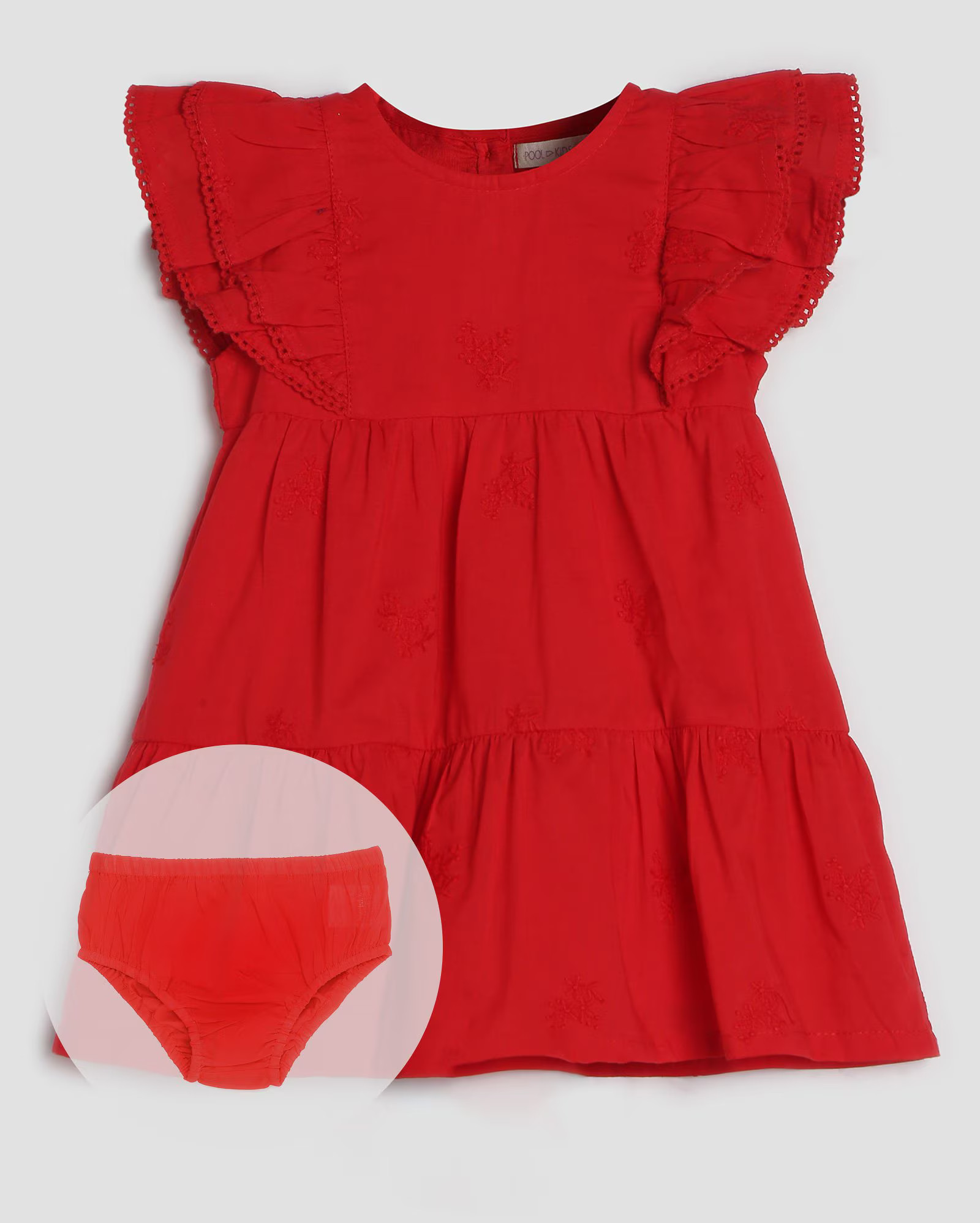 Vestido infantil com calcinha e babados 1-4A vermelho | Pool by Riachuelo | Riachuelo (BR)