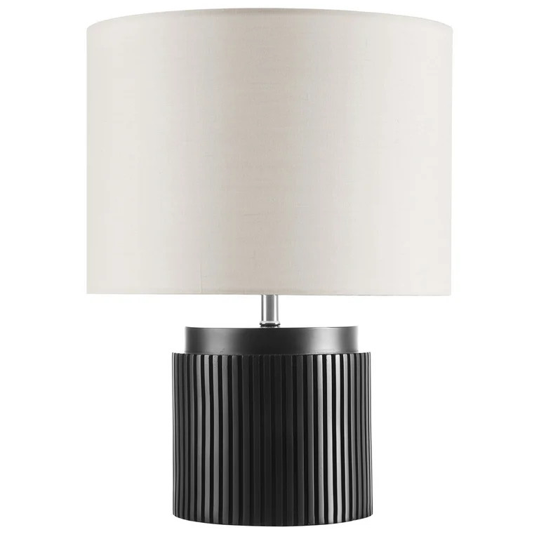 Beautiful 10.25" x 10.25" x 14" Black Faux Ribbed Wood Table Lamp by Drew Barrymore | Walmart (US)