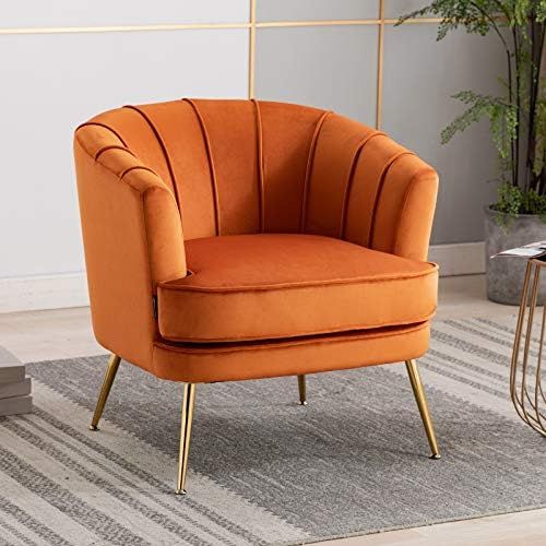 Artechworks Modern Velvet Barrel Chair Accent Armchair with Golden Legs for Living Room Bedroom H... | Amazon (US)