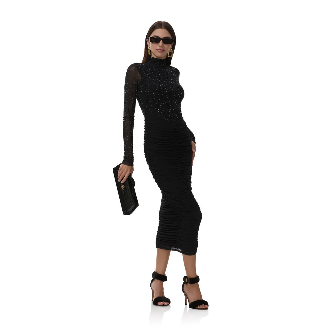 Cruz Rhinestone Dress - Noir | ShopAFRM