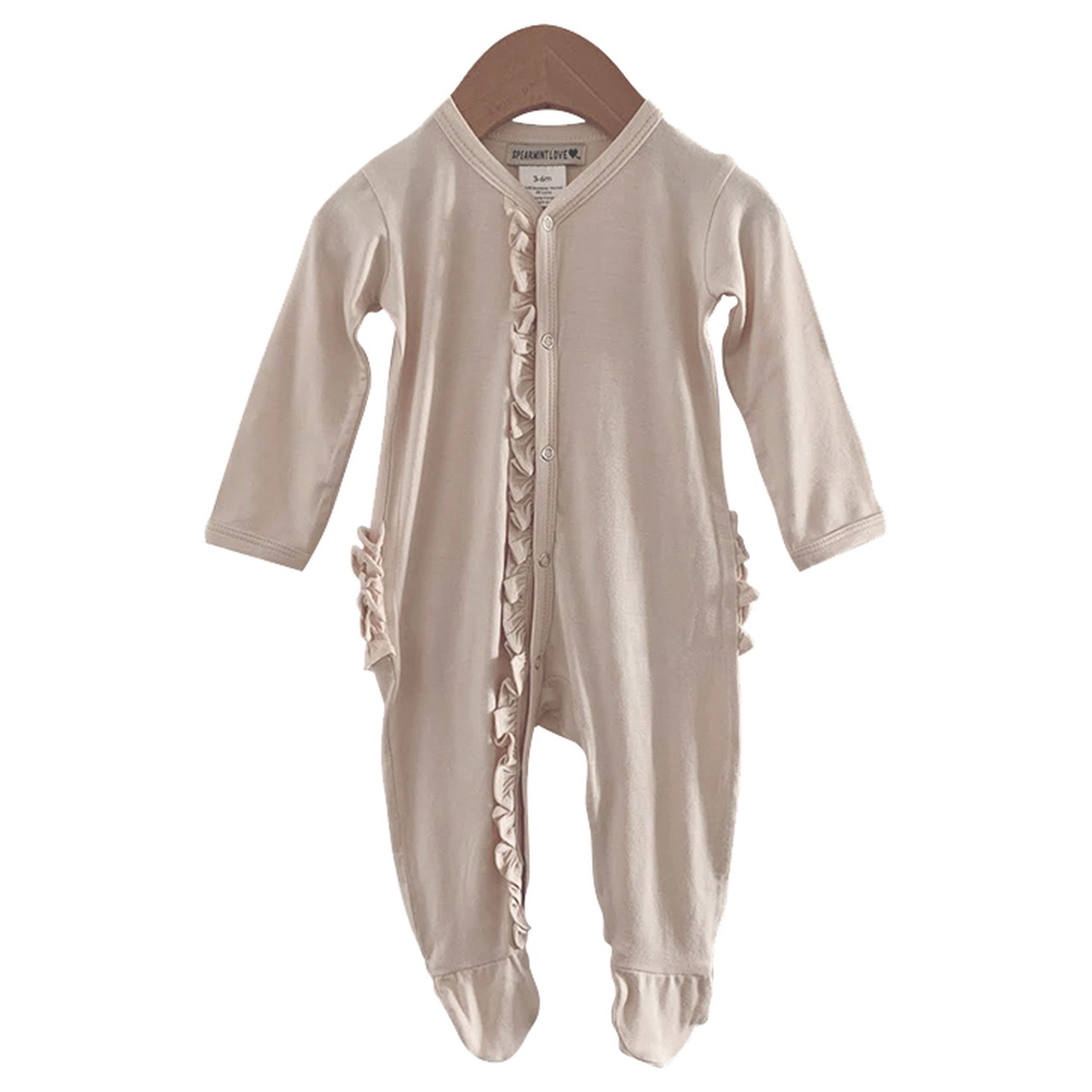 Ruffle Snap Footie, Vanilla | SpearmintLOVE