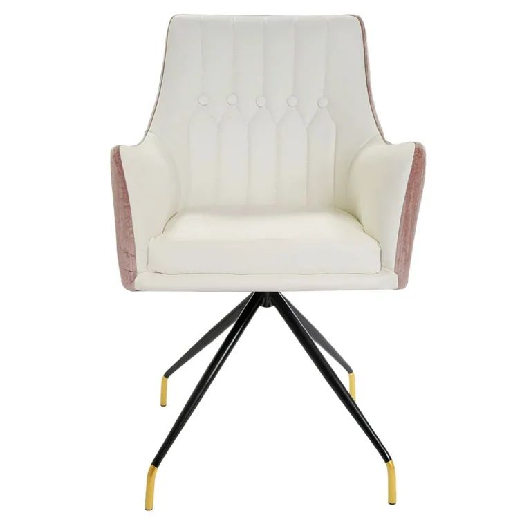 Impressions Vanity Chair with 360 Degrees Swivel Seat, Button Tufted Velvet Cushioned Chair (Pink... | Walmart (US)