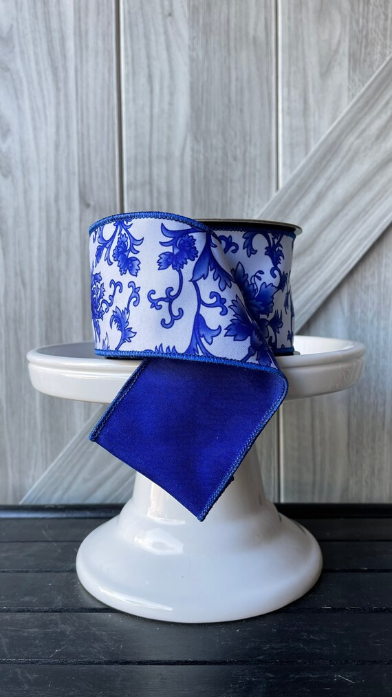 10 Yards 2.5 Inch Wired Ribbon Chinoiserie Ribbon Royal | Etsy | Etsy (US)