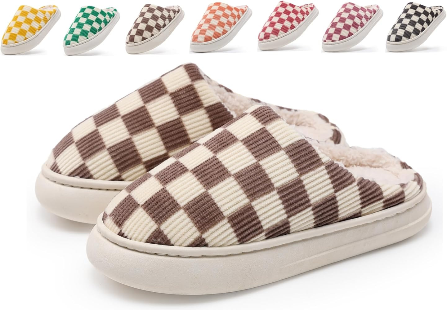INNAPER Unisex Home Slippers, Non Slip Comfortable Checker Slippers, Warm Plush Checkered Slipper... | Amazon (US)