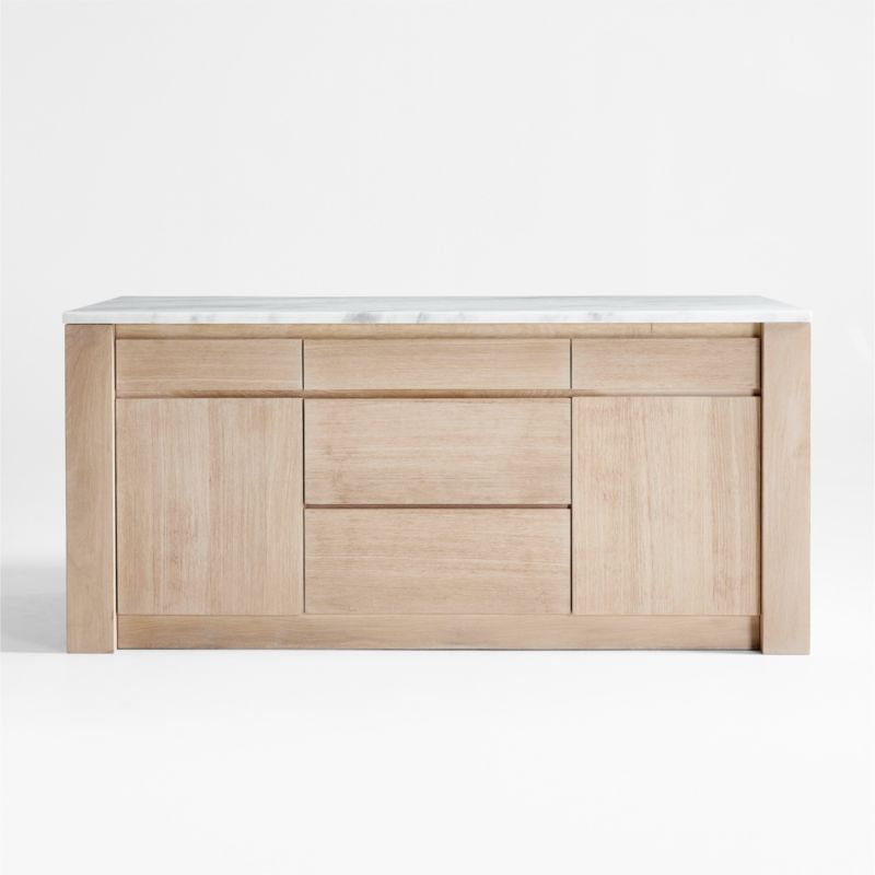 Terra 78" Marble Top and Natural Oak Wood Kitchen Island with Storage + Reviews | Crate & Barrel | Crate & Barrel