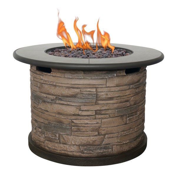 bond 36" Round 50000 BTU Propane ProCoat Finish Steel and Stone Fire Pit - Walmart.com | Walmart (US)