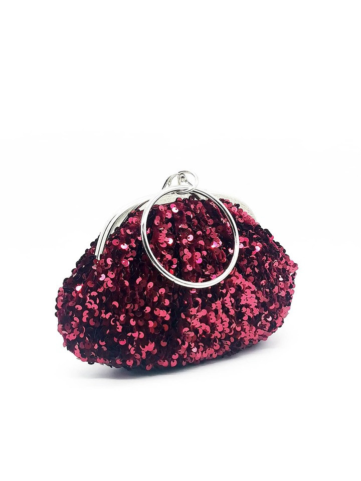 Fashionable Sparkly Dumpling-Shaped Clutch Bag With Chain, Can Be Used As Makeup Bag Or Crossbody... | SHEIN