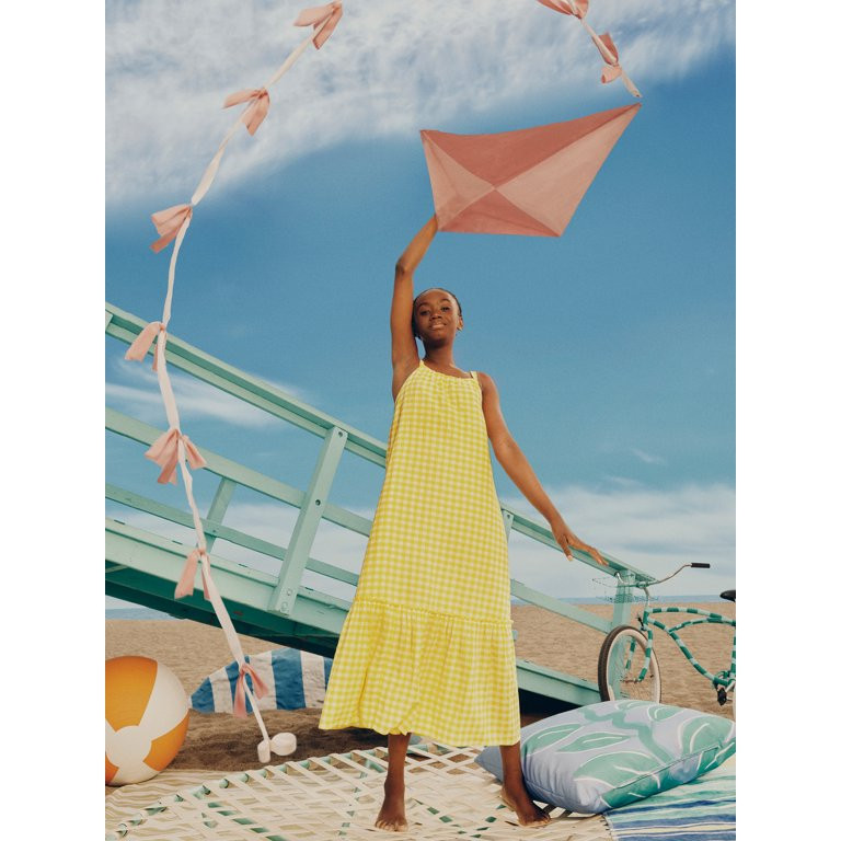 Free Assembly Girls Gingham Maxi Dress, Sizes 4-18 | Walmart (US)