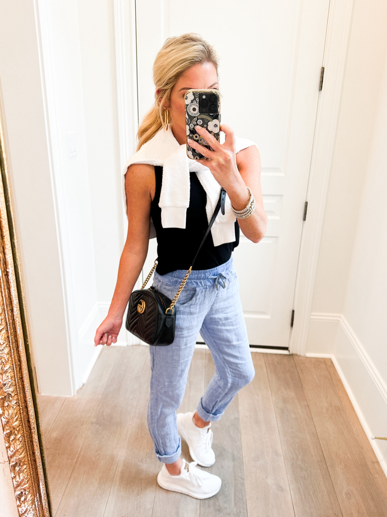 Friday OOTD!🙌🏼

Love these joggers! Linked similar options! They are perfect for spring and running errands!😇

Casual outfit inspiration, mom outfit inspiration, everyday outfit inspiration, spring outfit inspiration, summer outfit inspiration, cute outfits, black tank top, linen pants outfit, Gucci purse, adidas sneakers, white sneakers outfit 🤍🤍

#LTKstyletip #LTKfindsunder100 #LTKSeasonal
