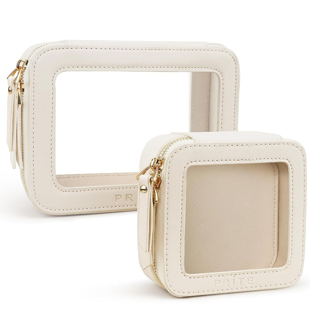 Prite Clear Makeup Bag Set for Women Portable Clear Makeup Bag Cute Waterproof Travel Cosmetic Ba... | Amazon (US)