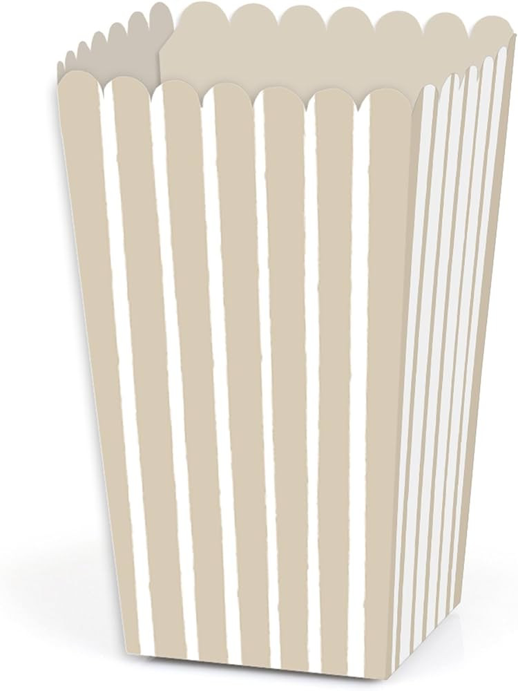 Big Dot of Happiness Tan Stripes - Simple Party Favor Popcorn Treat Boxes - Set of 12 | Amazon (US)