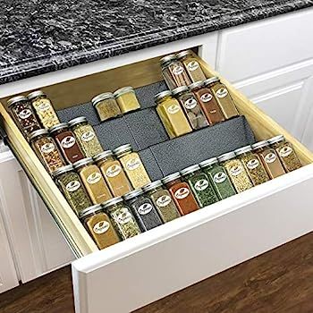 Lynk Professional® Expandable Spice Rack Tray - Heavy Gauge Steel 4 Tier Drawer Organizer for Ki... | Amazon (US)