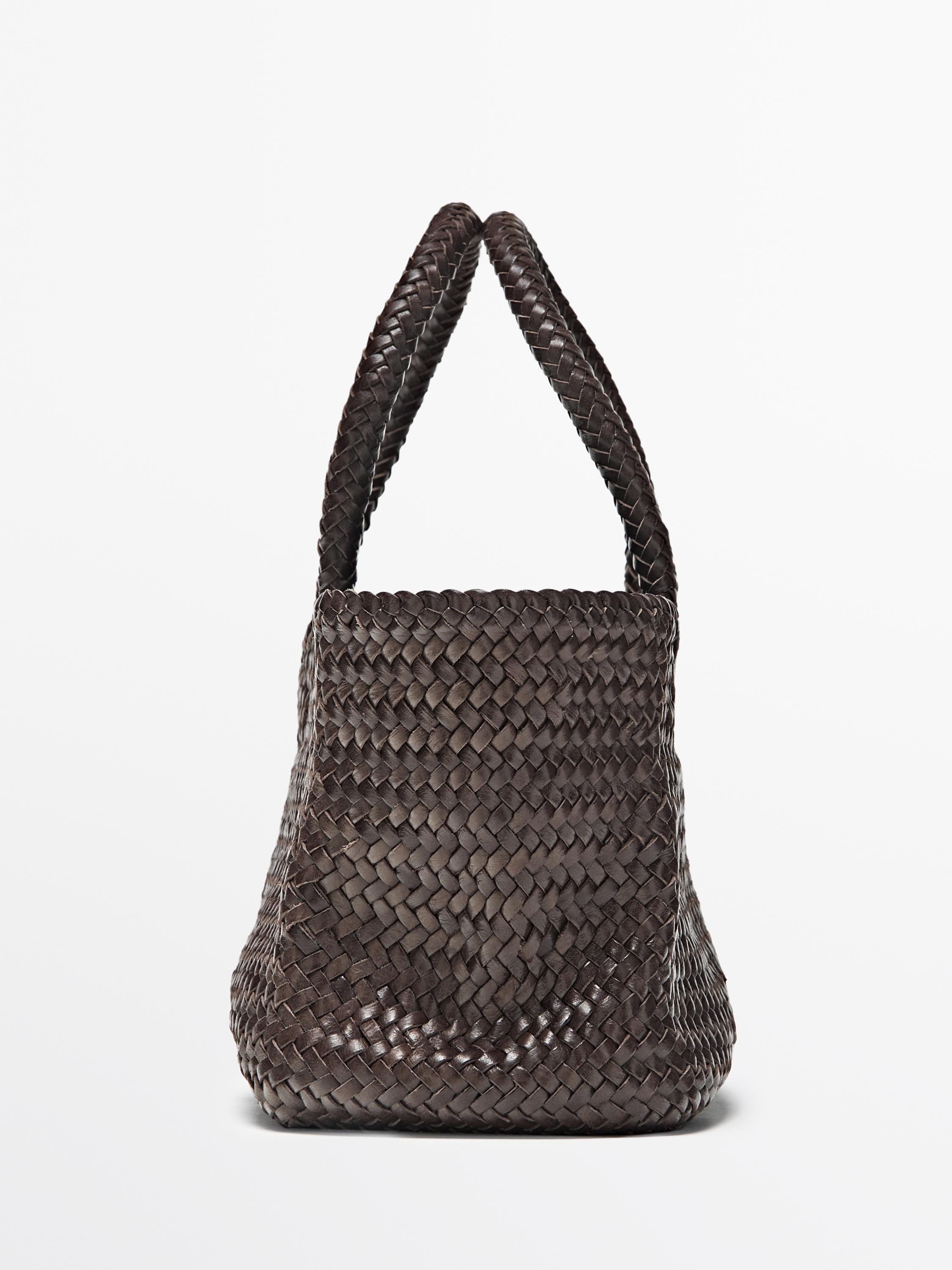 Mid-sized braided tote bag | Massimo Dutti UK