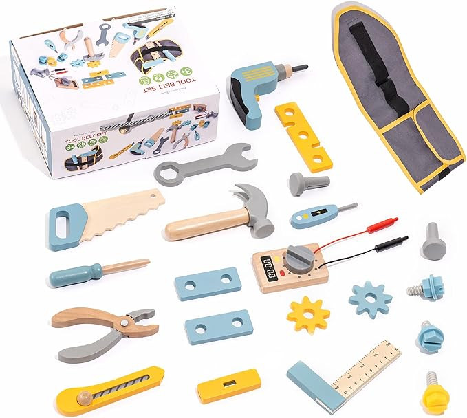 ROBUD Kids & Toddler Tool Set, with Toy Tool Belt, Pretend Play Tools Gift for Boys Girls Age 3 4... | Amazon (US)
