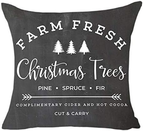 MFGNEH Farm Fresh Christmas Trees Cotton Linen Throw Pillow Covers Christmas Decor Cushion Cover ... | Amazon (US)