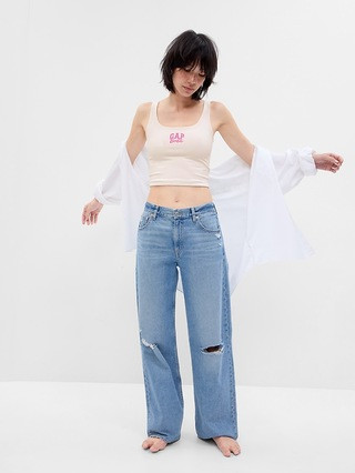 Gap × Barbie™ Adult Arch Logo Cropped Tank Top | Gap (US)