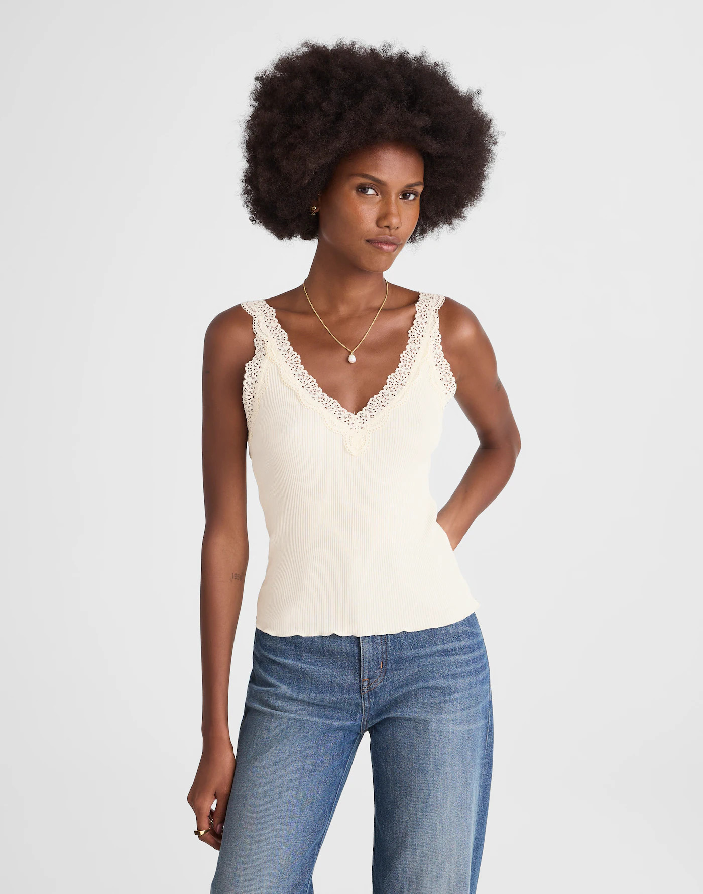 Lace-Trim V-Neck Tank | Madewell