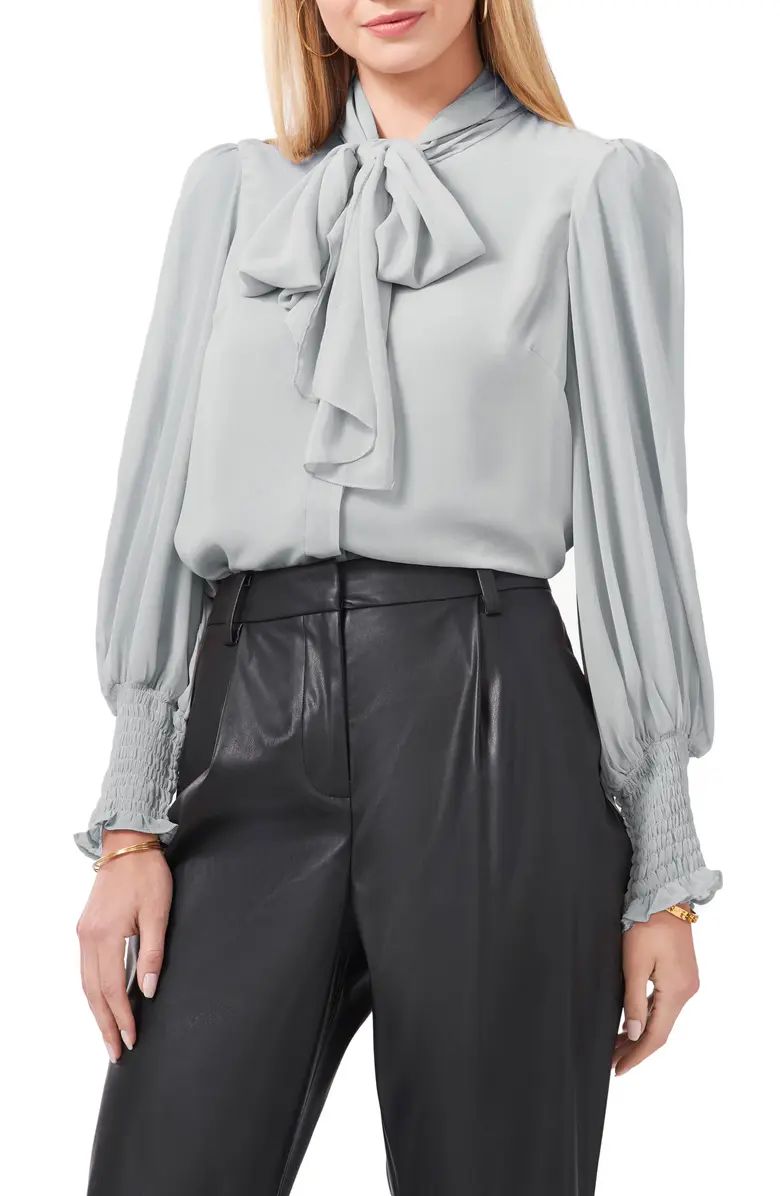 Puff Shoulder Tie Neck Blouse | Nordstrom