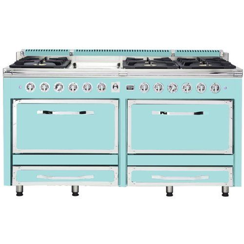 Viking - Tuscany 7.6 Cu. Ft. Freestanding Double Oven Dual Fuel True Convection Range - Bywater Blue | Best Buy U.S.