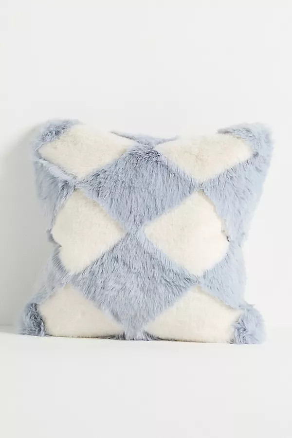 Chella Checkered Faux Fur Pillow | Anthropologie (US)