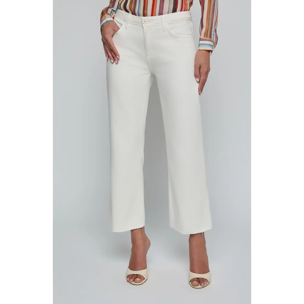 L'AGENCE Wanda Wide Leg Crop Jeans in Light Ecru at Nordstrom, Size 26 | Nordstrom