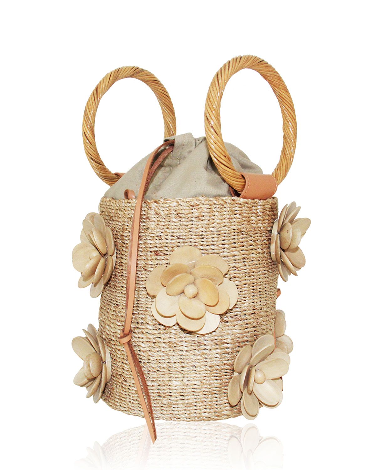 Flore Woven Abaca Top-Handle Bag | Neiman Marcus