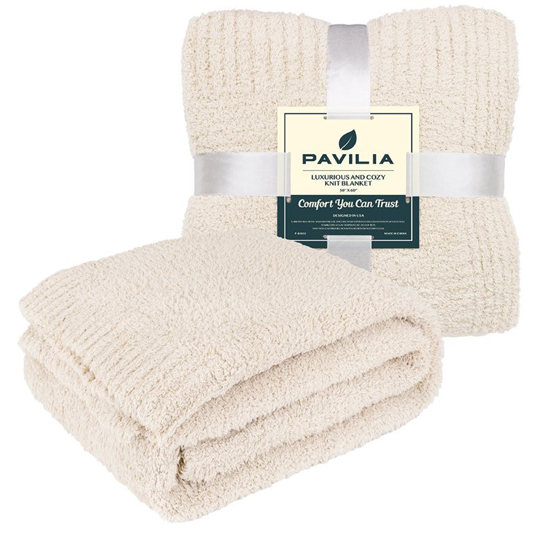 PAVILIA Plush Knit Throw Blanket for Couch, Super Soft Fluffy Throw, Fuzzy Lightweight Blanket fo... | Walmart (US)