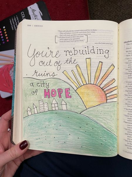 I try to do one illustration in my Bible each week during the sermon at church! Bible journaling is a fun and creative way to express my faith!

#LTKover40 #LTKfindsunder100 #LTKhome