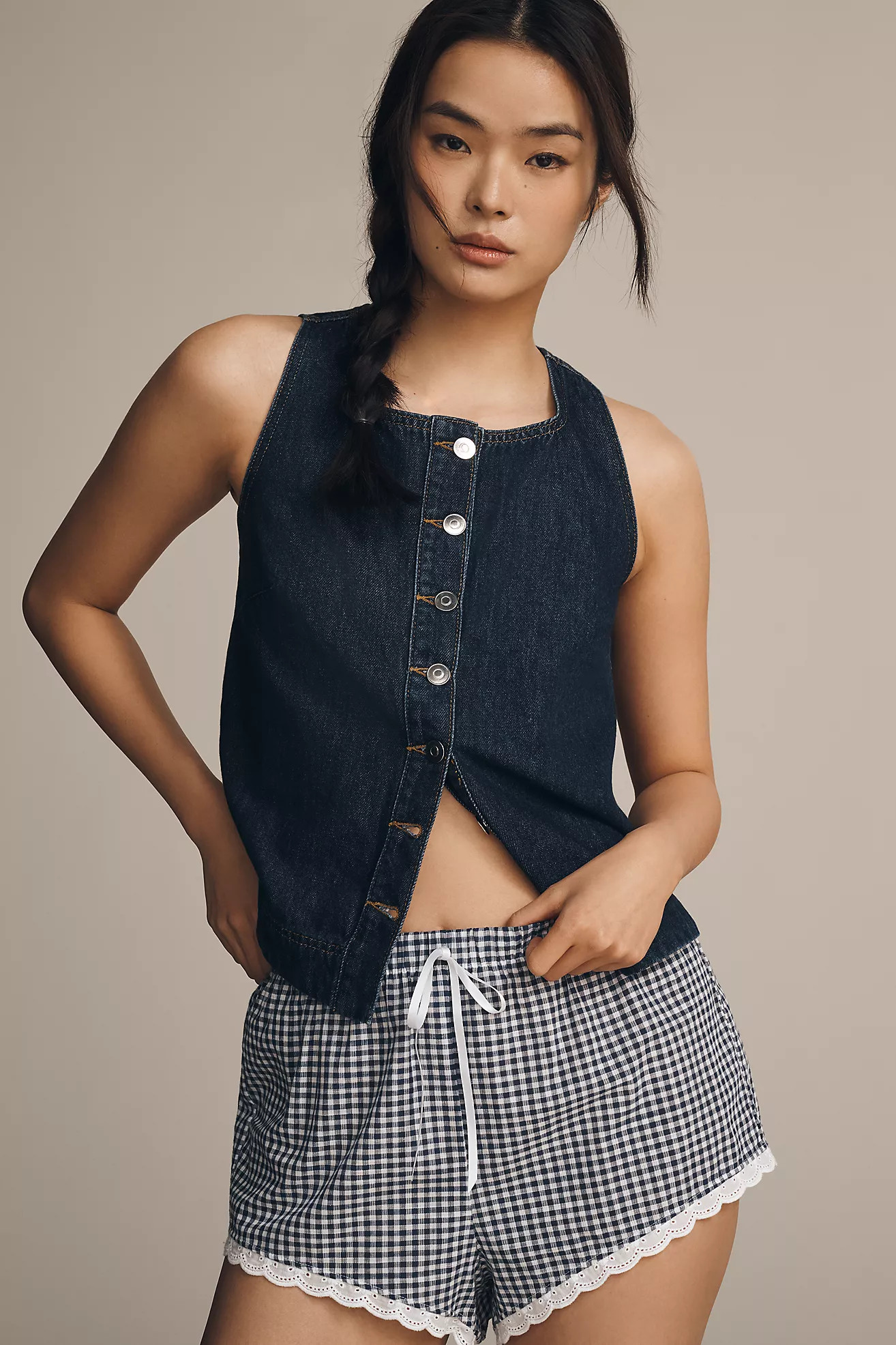 ALIGNE Miranda Sleeveless Button-Front Denim Top | Anthropologie (US)