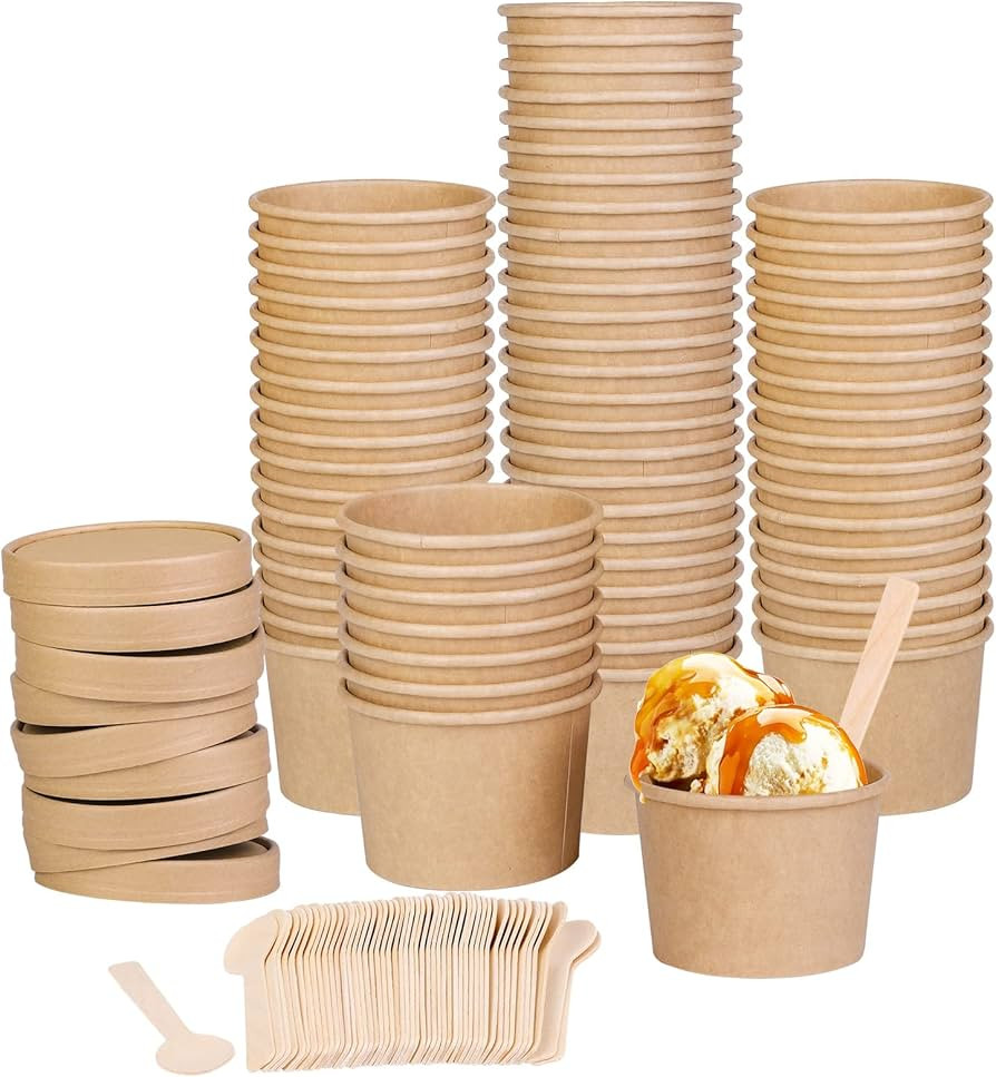 Ruisita 50 Pack Heavy Duty Soup Containers with Lids Ice Cream Bowls with Lids and Spoons 8 Ounce... | Amazon (US)