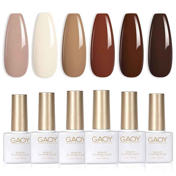 GAOY Nude Brown Fall Gel Nail Polish Set, 6 Colors White Beige Dark Tan Taupe Soak Off UV Light C... | Amazon (US)