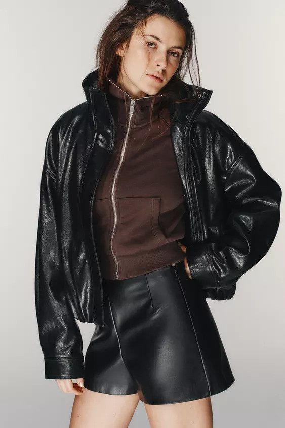 FAUX LEATHER HIGH-WAIST SHORTS | Zara UK