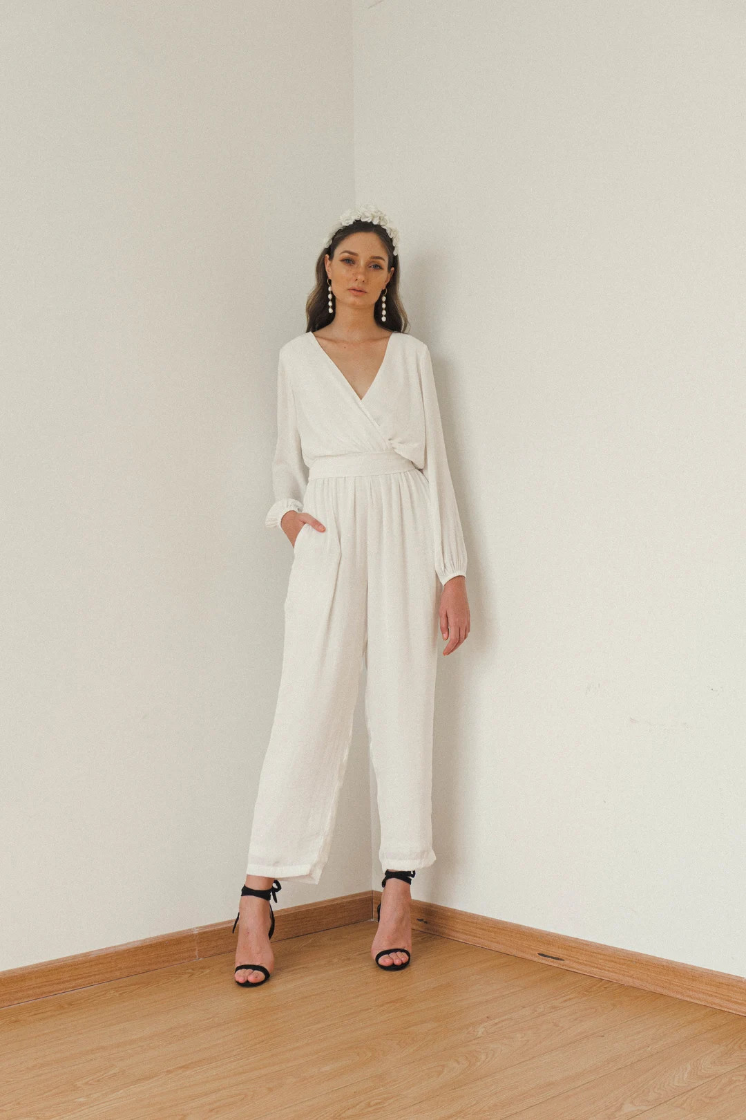 Renee Bridal Jumpsuit / Long Sleeves Jumpsuit / Silk Wedding Jumpsuit | Etsy (US)