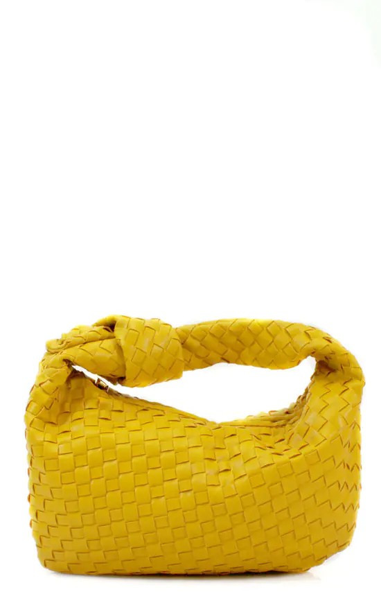 Yellow Woven Pouch Grab Bag | Hello Handbag | SilkFred | SilkFred