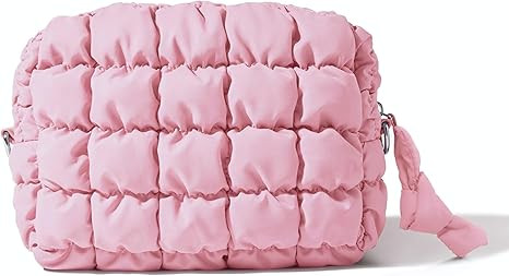 Amazon.com: Yarnic Quilted Makeup Bag Cosmetic Bag, Travel Toiletry Bag for Women, Cute Makeup Ba... | Amazon (US)