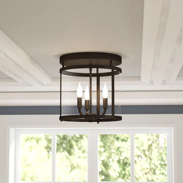 Ryne 3 - Light 12.5'' Lantern Cylinder Flush Mount | Wayfair North America