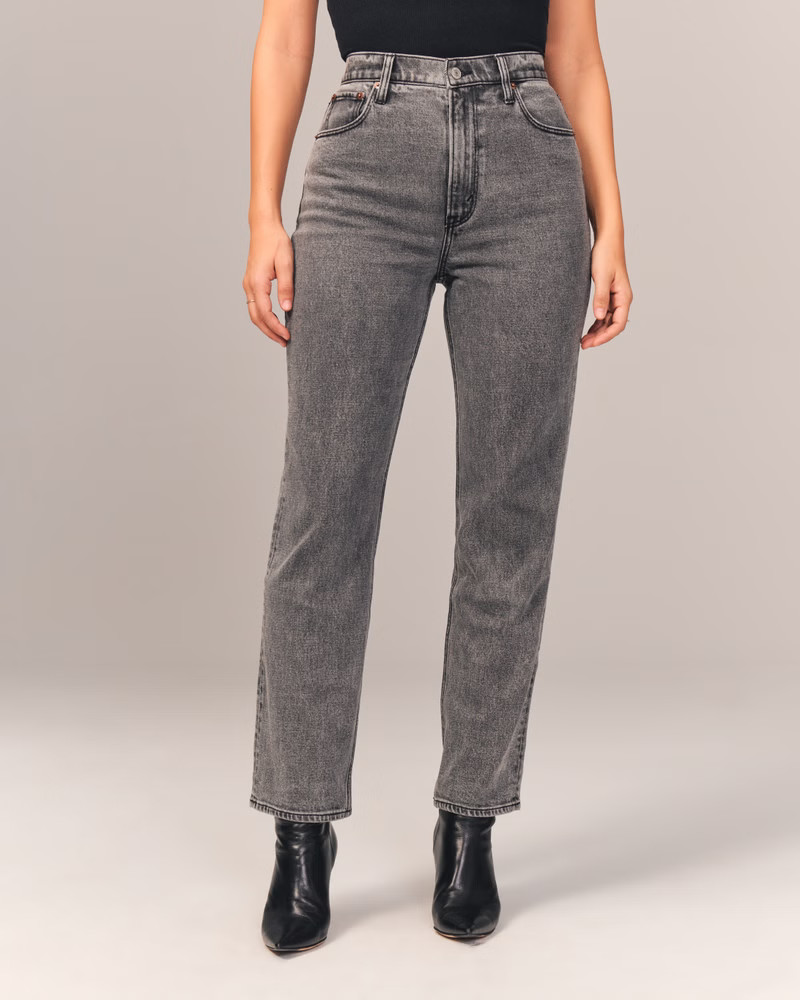 Curve Love Ultra High Rise Ankle Straight Jean | Abercrombie & Fitch (US)
