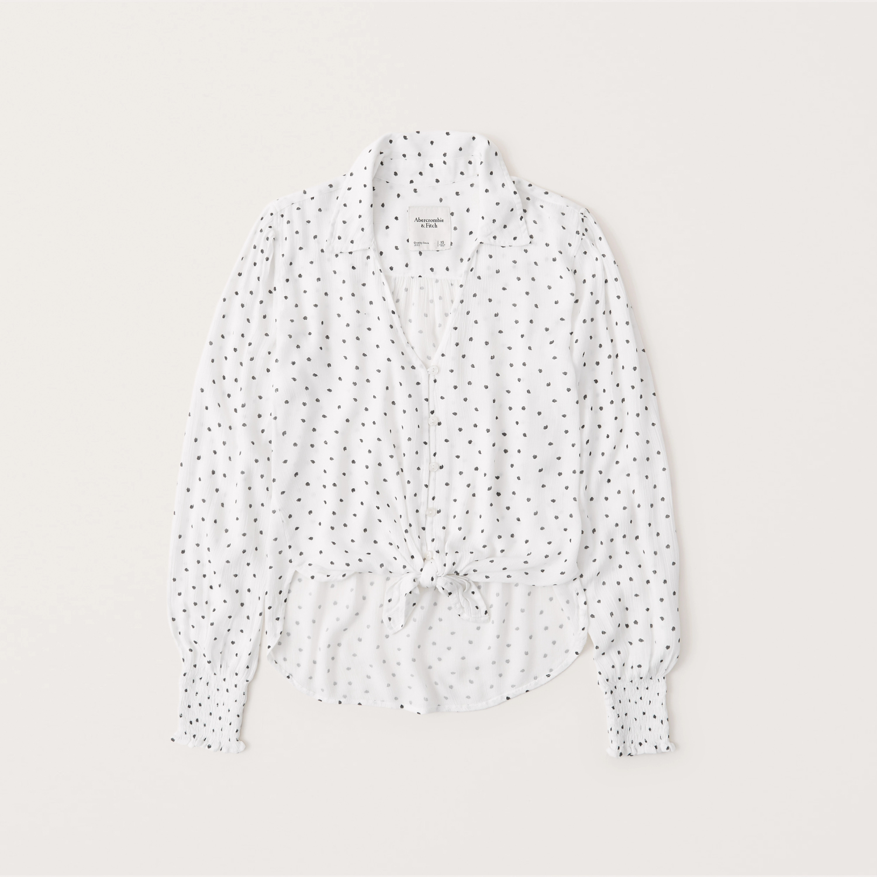 Smocked Cuff Button-Up Top | Abercrombie & Fitch (US)