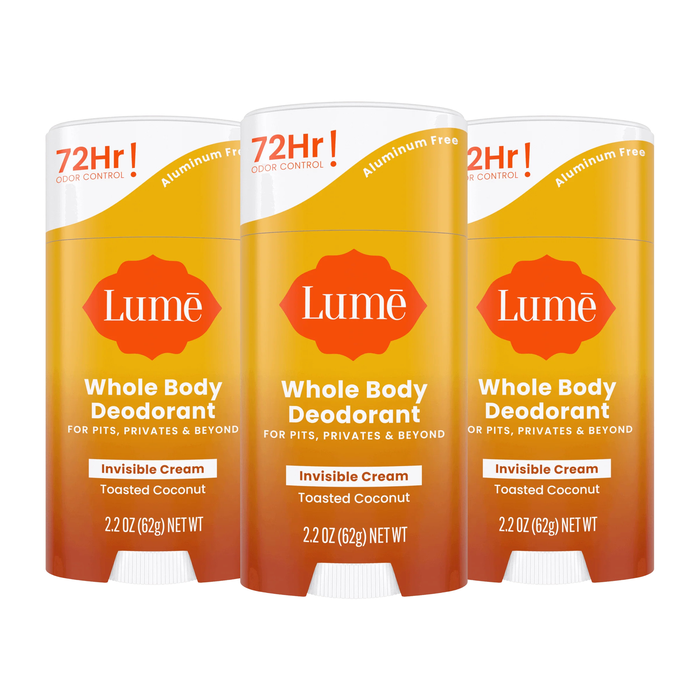 Toasted Coconut | Cream Stick Deodorant 3-Pack | Lume Deodorant
