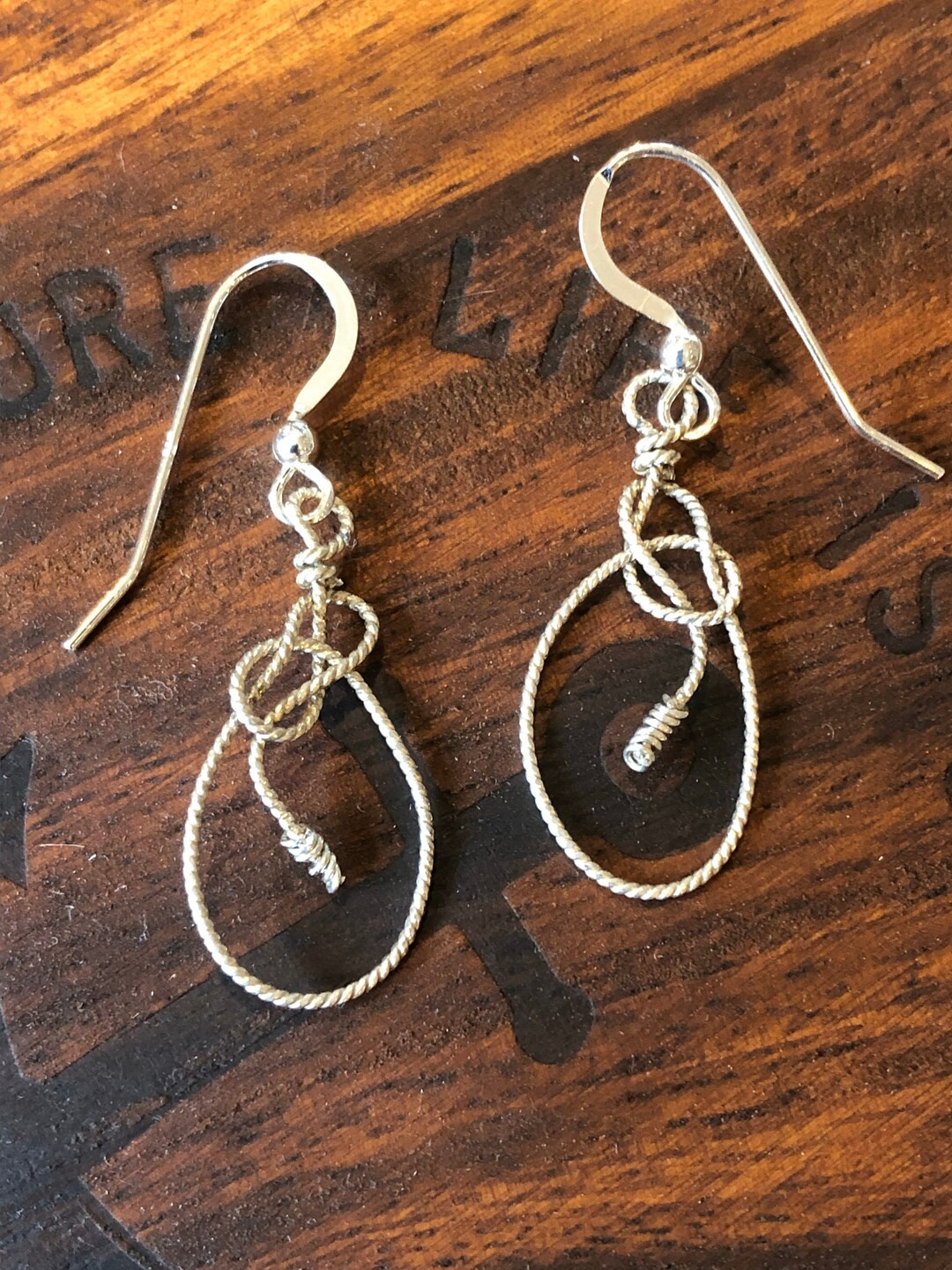 Wire Wrapped Bowline Knot Sterling Silver Dangle Earring Nautical Sailing - Etsy | Etsy (US)