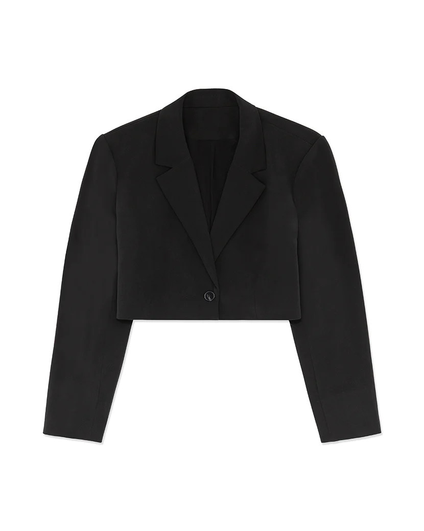 Boxy Cropped Suiting Blazer - Black S | We Wore What