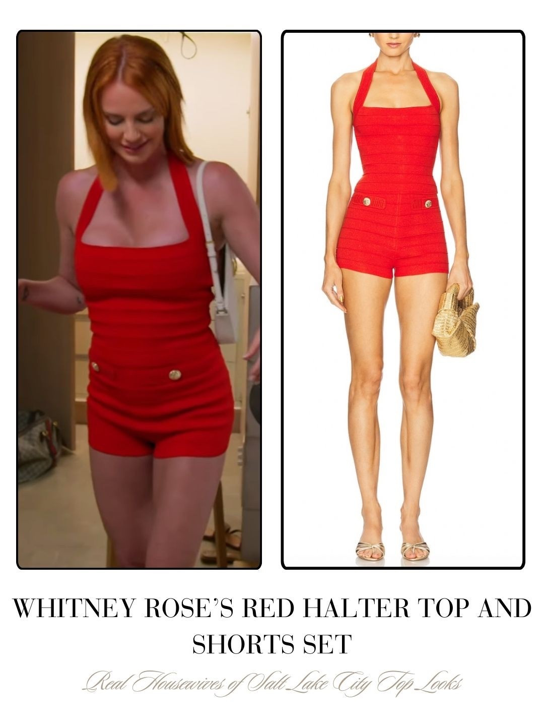 Whitney Rose’s Red Halter Top and Shorts Set 